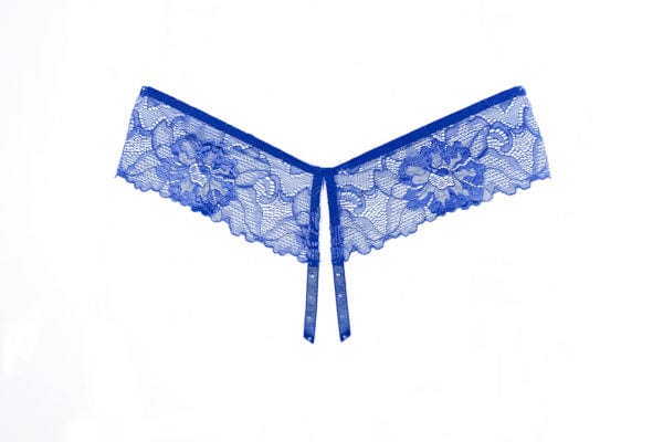 Sexy Blue Lace w/ Rhinestone Strap Tallulah Open Panty Lingerie Sexy Blue Lace w/ Rhinestone Strap Tallulah Open Panty Lingerie