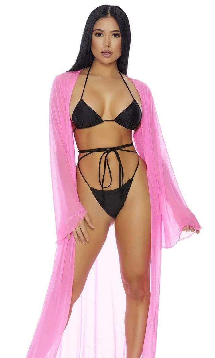 Forplay Neon Pink Sheer Mesh Kimono Long Robe (Many Colors Available) Apparel & Accessories > Clothing > Sleepwear & Loungewear > Robes