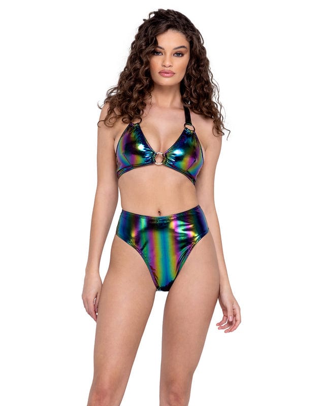 Roma Black Multi Vinyl High-Waisted Zip-Up Shorts Festival Ravewear 2023 Sexy Blue Chain High-Waisted Zip-Up Shorts Ravewear Apparel & Accessories > Clothing > One Pieces > Jumpsuits & Rompers