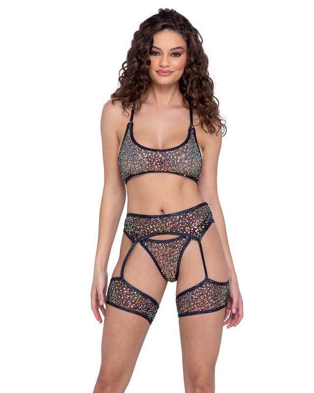 Roma Black Sequin Fishnet Cropped Tie Top Festival Ravewear 2023 Sexy Green Vinyl Cropped Tie Top Festival Ravewear Apparel &amp; Accessories &gt; Clothing &gt; One Pieces &gt; Jumpsuits &amp; Rompers
