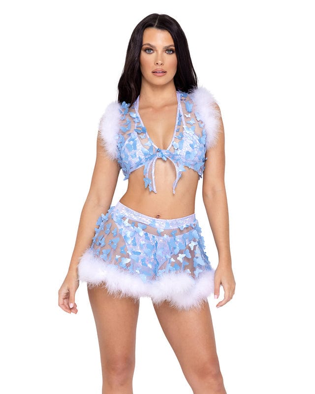 Roma Blue Sheer Butterfly Marabou Trim Skirt Festival Ravewear 2023 Sexy Pink Sheer Butterfly Marabou Skirt Festival Ravewear Apparel & Accessories > Clothing > One Pieces > Jumpsuits & Rompers