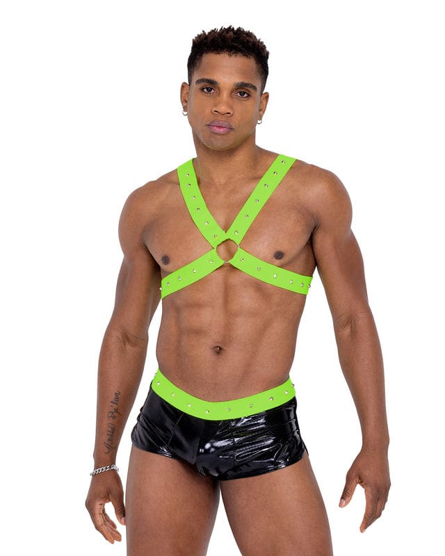 Roma Green Men’s Neon Ring Detail w/ Stud Detail Glow In The Dark Harness 2023 Sexy Green Men’s Neon Ring Detail Stud Glow Dark Harness Apparel &amp; Accessories &gt; Clothing &gt; Shirts &amp; Tops