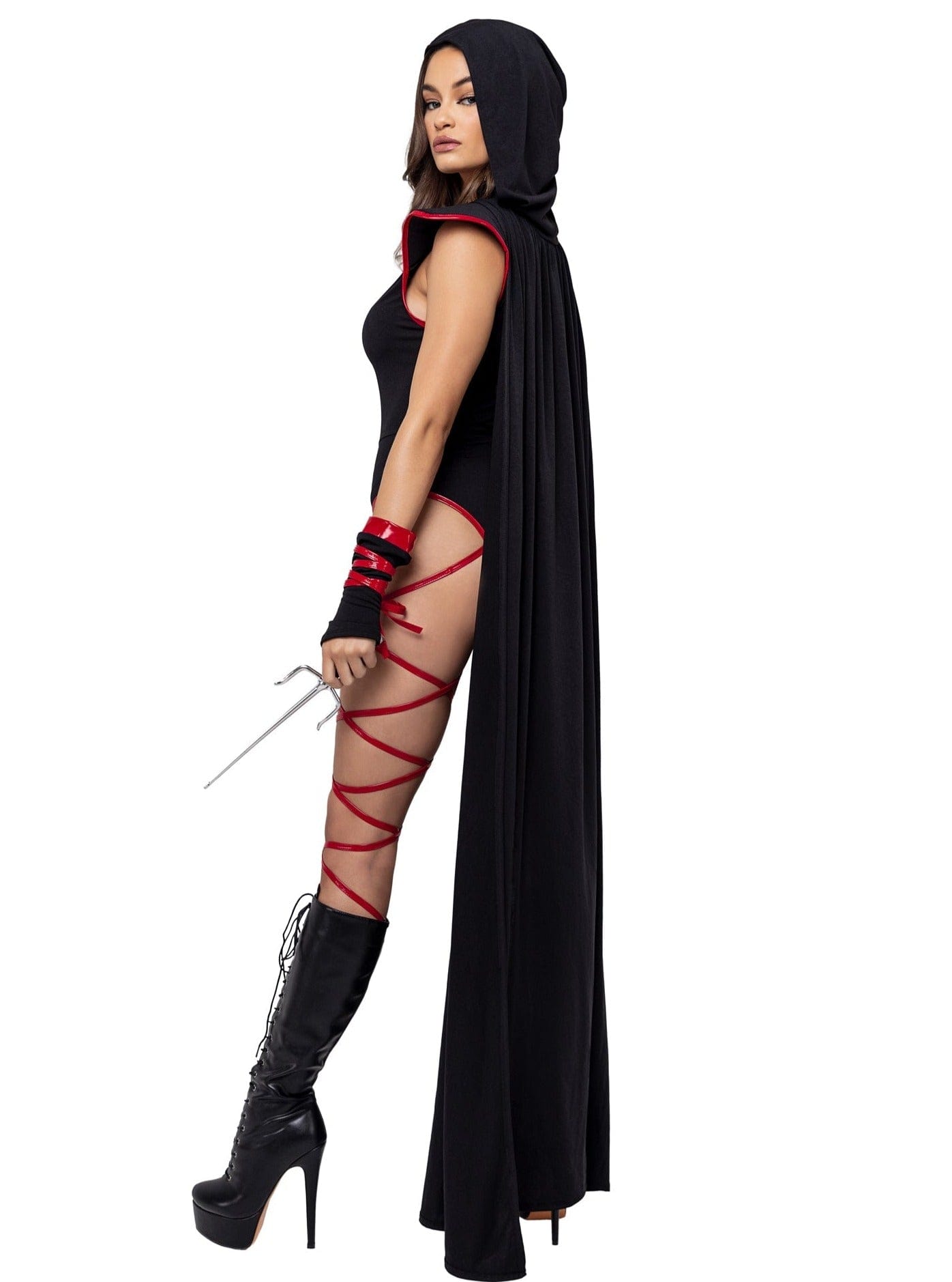 Roma Small / Black 1 Pc Dragon Fire Ninja Halloween Cosplay Costume 6167-Blk/Red-S 2023 Sexy 3 Pc Dark Angel's Lust Halloween Cosplay Costume Apparel & Accessories > Costumes & Accessories