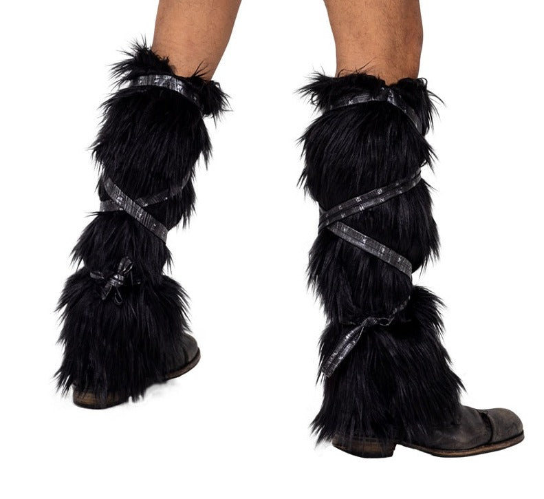 Roma One Size / Black Pair of Black Faux Fur Lg Warmers Costume Accessories 6219-Blk/Grey-O/S 2023 Pair of Warrior Arm Cuffs Halloween Costume Accessories Apparel & Accessories > Costumes & Accessories > Costumes
