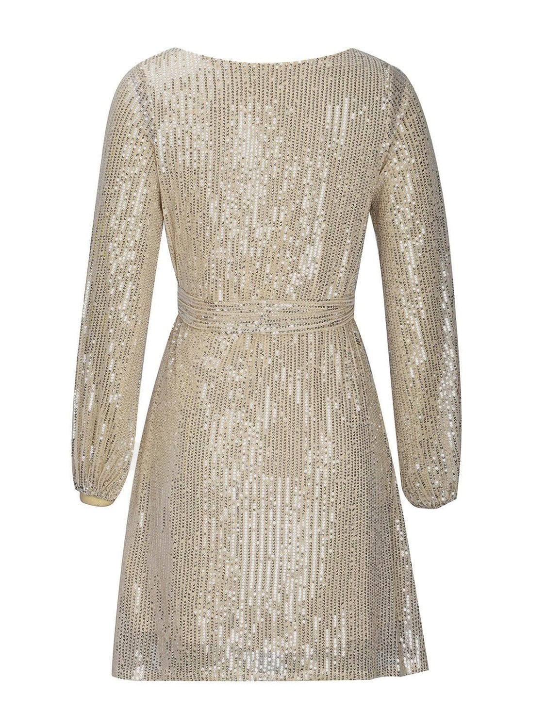 Trendsi Sequin Tie Waist Long Sleeve Mini Dress Sequin Tie Waist Long Sleeve Mini Dress Apparel & Accessories > Clothing > Dresses