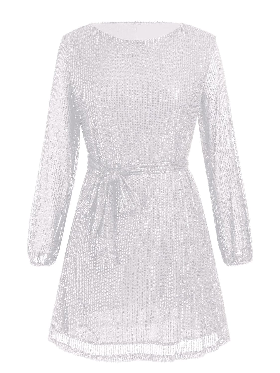 Trendsi Sequin Tie Waist Long Sleeve Mini Dress Sequin Tie Waist Long Sleeve Mini Dress Apparel & Accessories > Clothing > Dresses