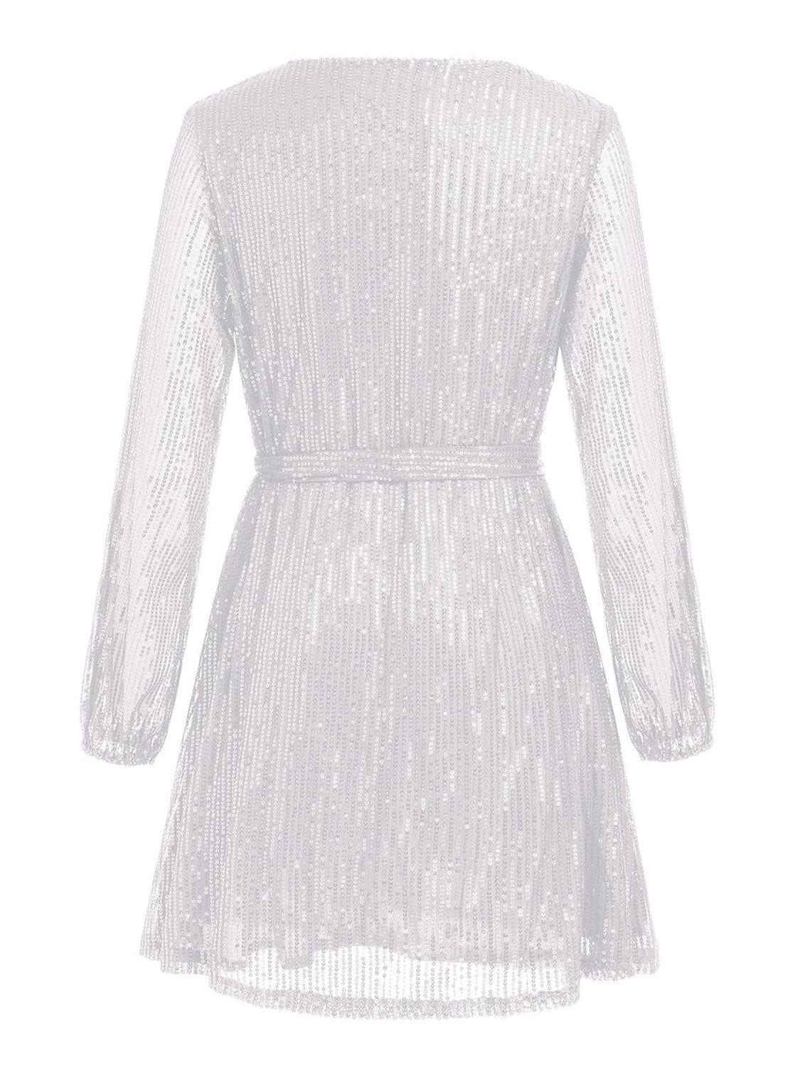 Trendsi Sequin Tie Waist Long Sleeve Mini Dress Sequin Tie Waist Long Sleeve Mini Dress Apparel & Accessories > Clothing > Dresses