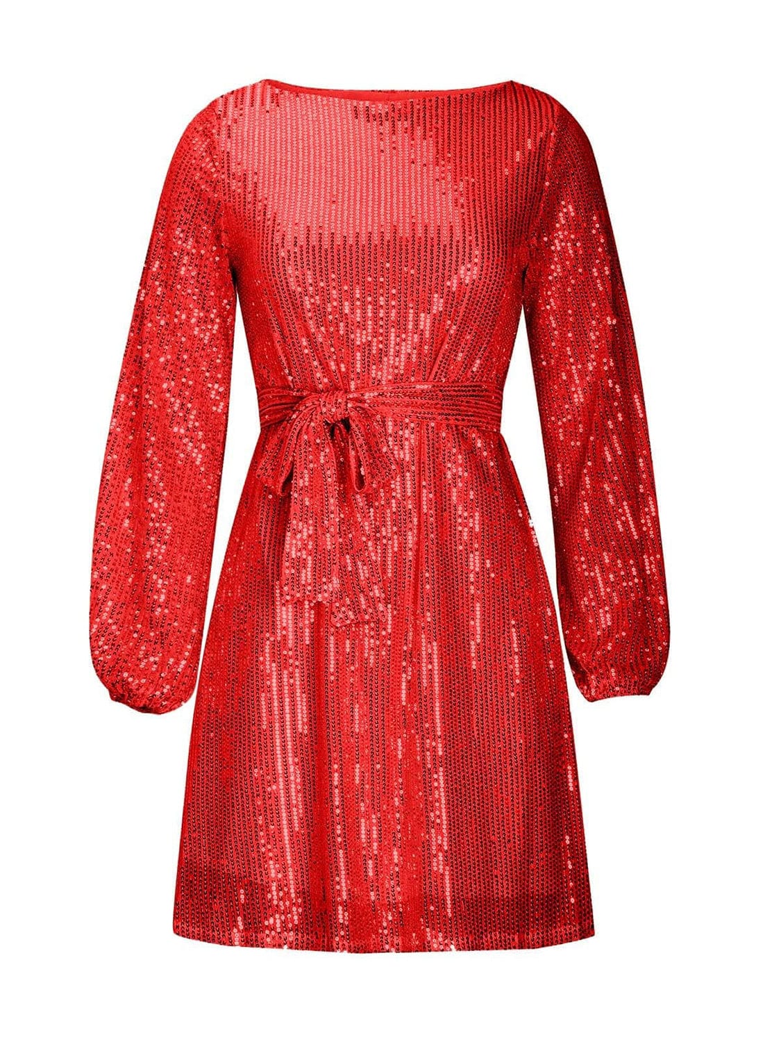 Trendsi Sequin Tie Waist Long Sleeve Mini Dress Sequin Tie Waist Long Sleeve Mini Dress Apparel & Accessories > Clothing > Dresses