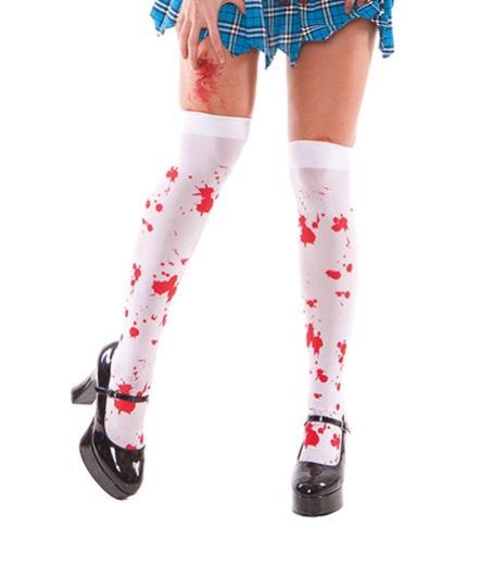 Elegant Moments White / One Size White Zombie Thigh High Blood Splatter Stockings Costume SHC-1872-EM Apparel & Accessories > Clothing > Pants