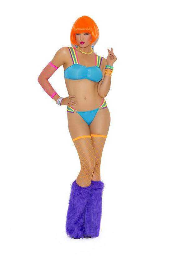 Elegant Moments Multi Colored / One Size Two Piece Electric Blue with Multi Color Strapped Top and G-String Thong Rave Wear Dancewear Bikini Set ESP-2025 Two Piece Electric Blue with Multi Color Strapped Top and G-String Thong Rave Wear Dancewear Bikini Set Apparel & Accessories > Clothing > Swimwear
