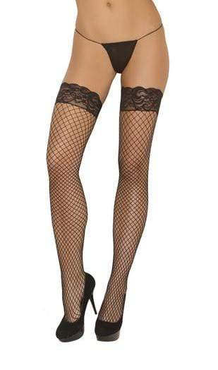 Elegant Moments Black / One Size Black Fence Fish Net Silicone Lace Top Thigh High Stockings SHC-1757-EM Apparel &amp; Accessories &gt; Clothing &gt; Underwear &amp; Socks &gt; Lingerie