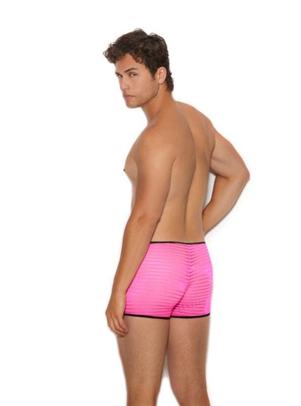 Elegant Moments Pink / S/M Men’s Hot Pink Striped Sheer Mesh Boxer Brief Underwear SHC-82278-S/M-EM Apparel & Accessories > Clothing > Underwear & Socks > Lingerie