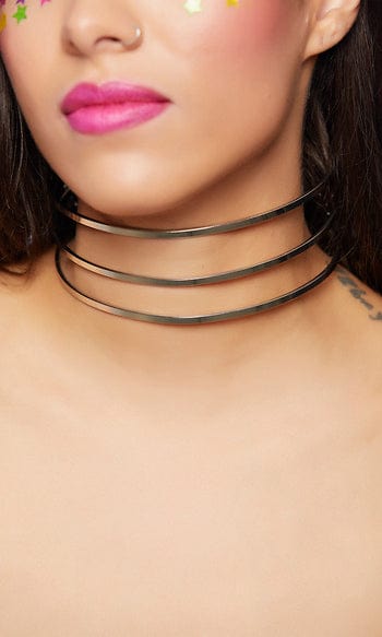 Forplay One Size / Silver Silver Three Bar Metal Choker SHC-997721-O/S-FP 2022 Silver Three Bar Metal Choker 997721 Apparel &amp; Accessories &gt; Costumes &amp; Accessories &gt;