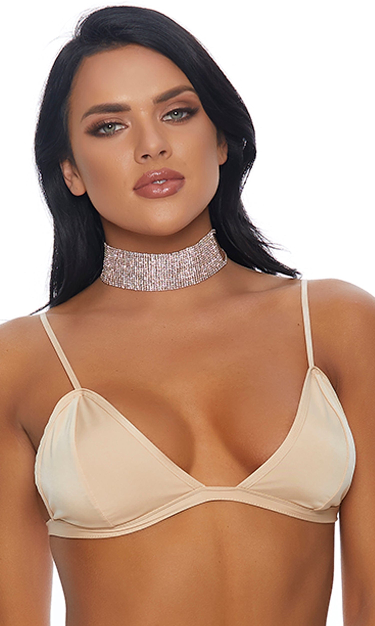 Forplay Gold Wide Mini Rhinestone Choker SHC-779517-S-FP 2022 Sexy Black Leopard Sheer Teddy Garter Forplay 779517 Lingerie