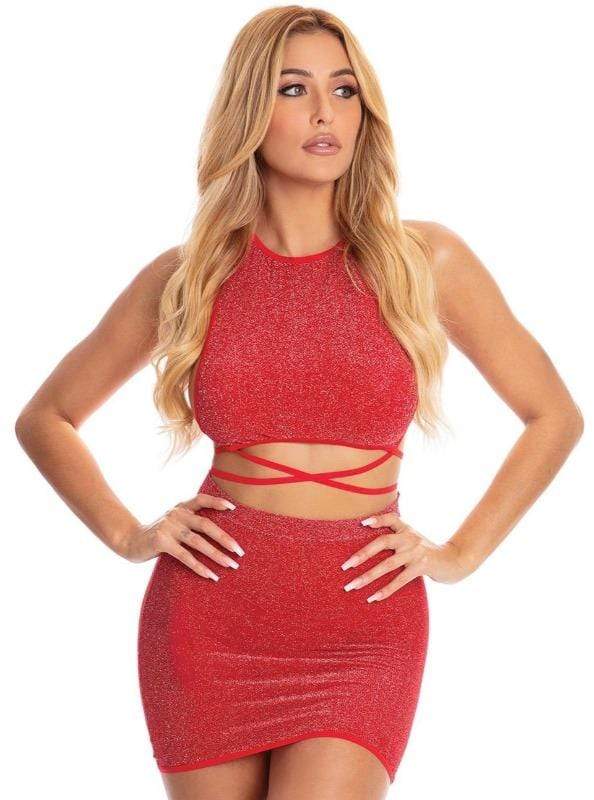 Pink Lipstick Red Midnight Sun Sparkle Halter Crop Top & Mini Skirt Set (Black also available) 2021 Black Red Midnight Sun Sparkle Halter Crop Top Mini Skirt Set Apparel & Accessories > Clothing > Dresses