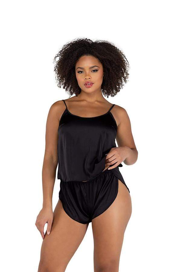Roma Black Soft Satin Tulip Short Set (Red & White are Available) 2022 Black Soft Satin Tulip Short Set  Apparel & Accessories > Clothing > One Pieces > Jumpsuits & Rompers