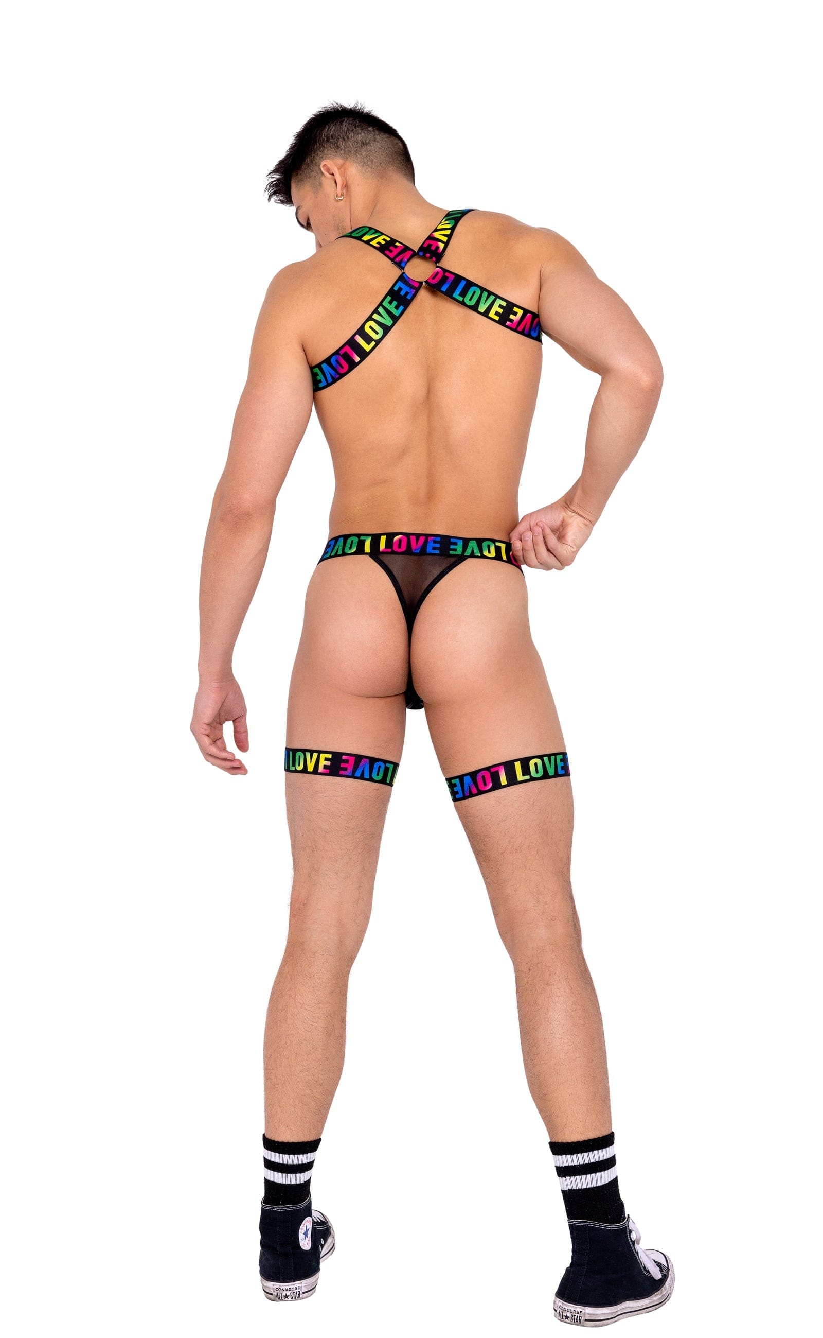 Roma Small / Black Black Men’s Pride Attached Garters & Chain Detail Thong 6158-Blk/Multi-S 2022 Black Men’s Pride Attached Garters Chain Detail Thong Ravewear Apparel & Accessories > Clothing > Shirts & Tops