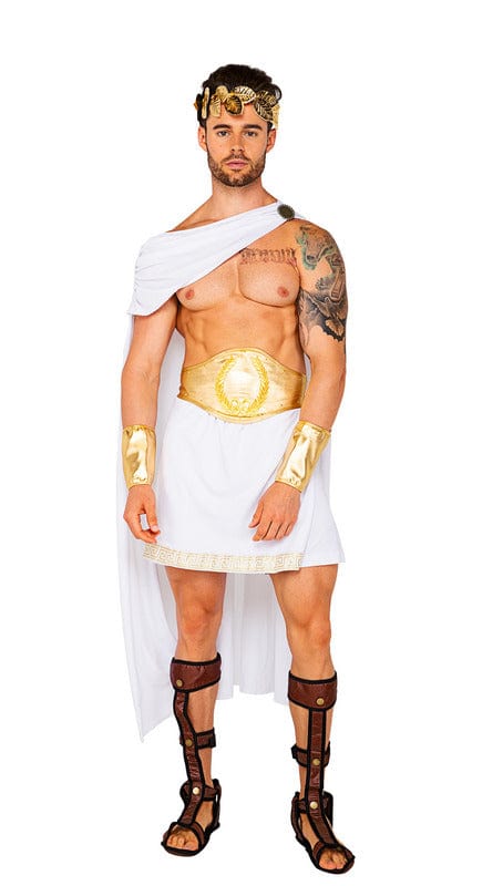 Roma S/M / White Sexy 4pc Olympian God Halloween Cosplay Costume 5109-Wht/Gold-S/M 2022 Sexy Olympian God Halloween Cosplay Costume Apparel & Accessories > Clothing > Shirts & Tops