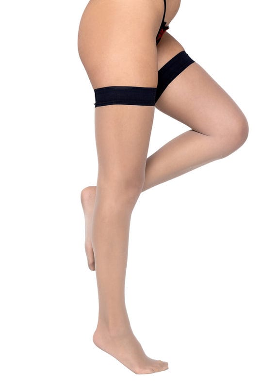 Roma Black / One Size Black Sheer Stay Up Thigh High Sexy Stockings SHC-STC207-BLK-R Apparel & Accessories > Clothing > Underwear & Socks > Lingerie
