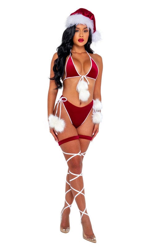 Roma Sexy Velvet Santa Holiday Spirit Bikini Set 2pc Halter Neck Romper Roma C195 | SHOP NOW | SoHot Clubwear Apparel & Accessories > Clothing > Underwear & Socks > Lingerie