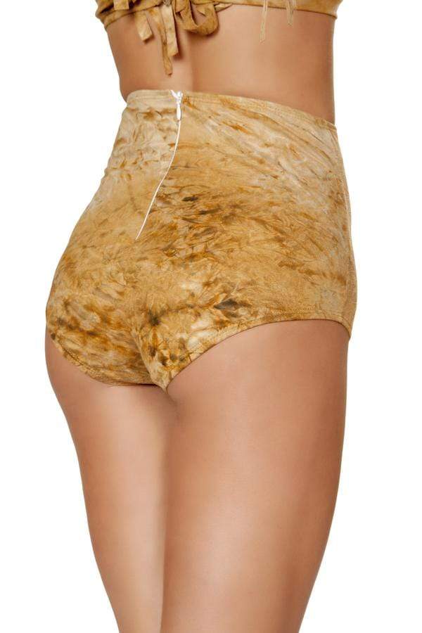 Roma S/M / Brown Brown Tie Dye Suede High-Waist Shorts SHC-3586-BROWN-S/M-R Tie Dye Suede High-Waist Shorts Festival Rave EDM Dance Roma 3586 Apparel & Accessories > Costumes & Accessories > Costumes