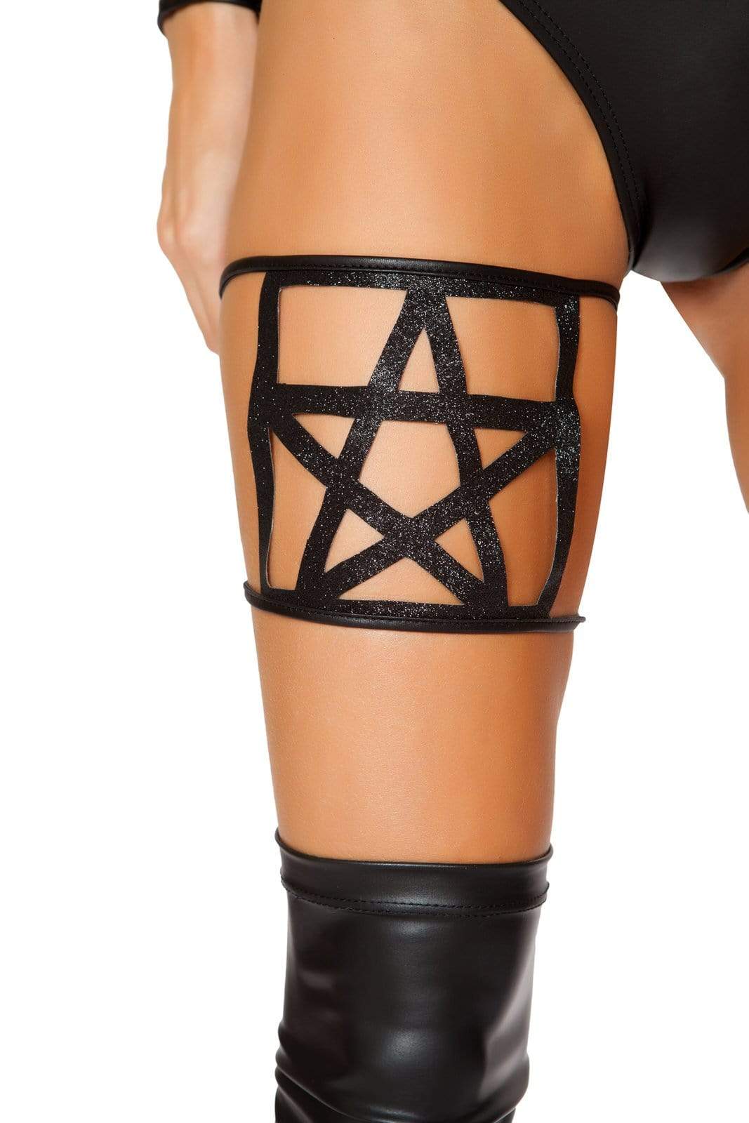 Roma ONE SIZE GLITTERING PENTAGRAM STAR THIGH STRAP SHC-4795-R Apparel &amp; Accessories &gt; Costumes &amp; Accessories &gt; Costumes