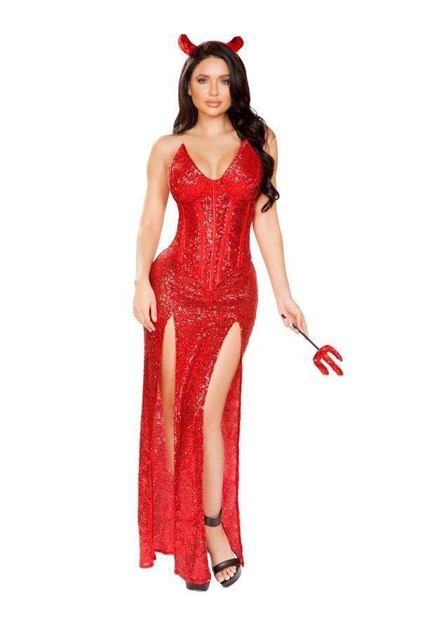 Roma Sexy Red Vinyl Lace-up Devilicious Bodysuit 3pc Devil Costume 5026