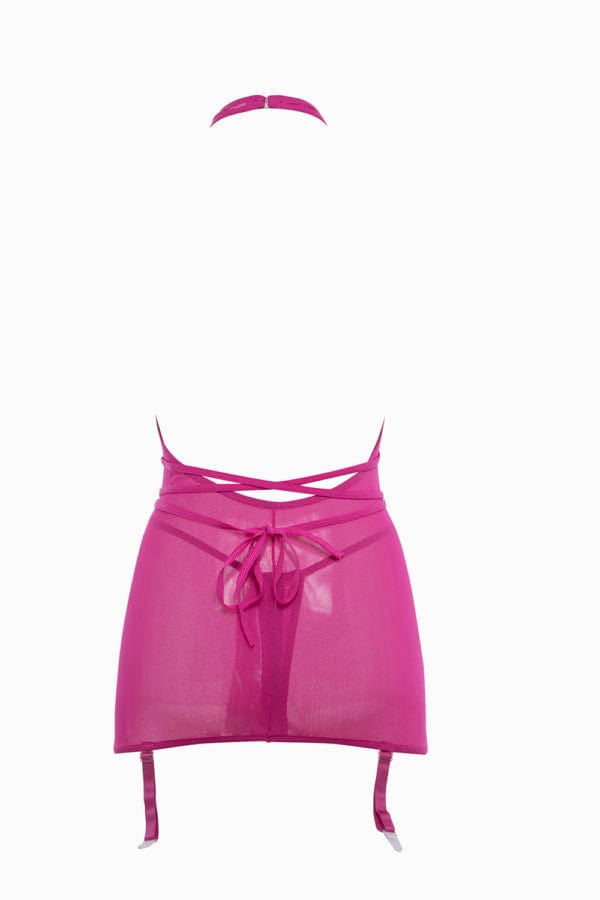 Allure Lingerie Hot Pink V-Dip Savannah Sheer Garter Mini Dress Lingerie 2023 Sexy Black Marley Bra &amp; Panty Set Lingerie Lingerie