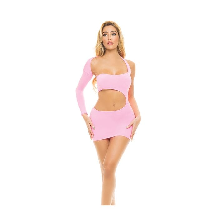Eldorado Pink / One Size Pink Cut My Life Into Little Pieces Cutout Club Party Mini Dress SHC-25114-PINK-PL 2024 Sexy Sheer Pink Cutout One Sleeve Mini Club Party Dress Apparel &amp; Accessories &gt; Clothing &gt; Dresses