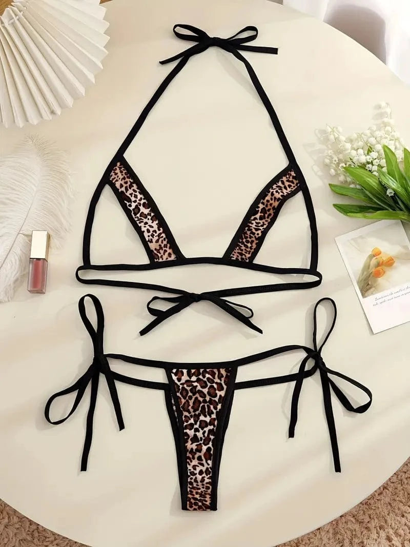 Elegant Moments Print / One Size Leopard Velvet Animal Print Open Bust Triangle Top &amp; G-String Thong Cosplay Costume Lingerie SHS-81258-EM  Sexy Leopard Open Boob Triangle Top G-String Thong Lingerie Apparel &amp; Accessories &gt; Costumes &amp; Accessories