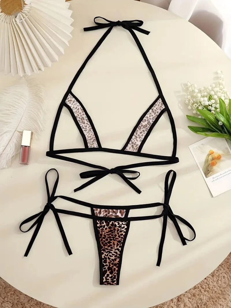 Elegant Moments Print / One Size Leopard Velvet Animal Print Open Bust Triangle Top &amp; G-String Thong Cosplay Costume Lingerie SHS-81258-EM  Sexy Leopard Open Boob Triangle Top G-String Thong Lingerie Apparel &amp; Accessories &gt; Costumes &amp; Accessories