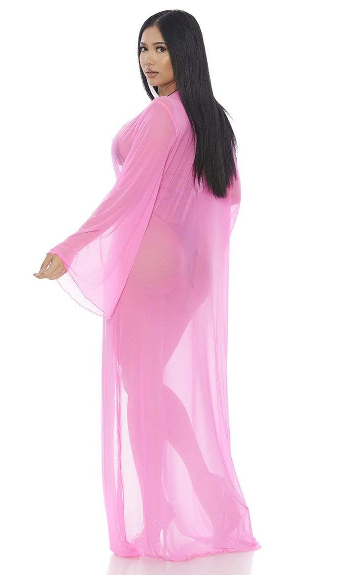 Forplay Neon Pink Sheer Mesh Kimono Long Robe (Many Colors Available) Apparel & Accessories > Clothing > Sleepwear & Loungewear > Robes