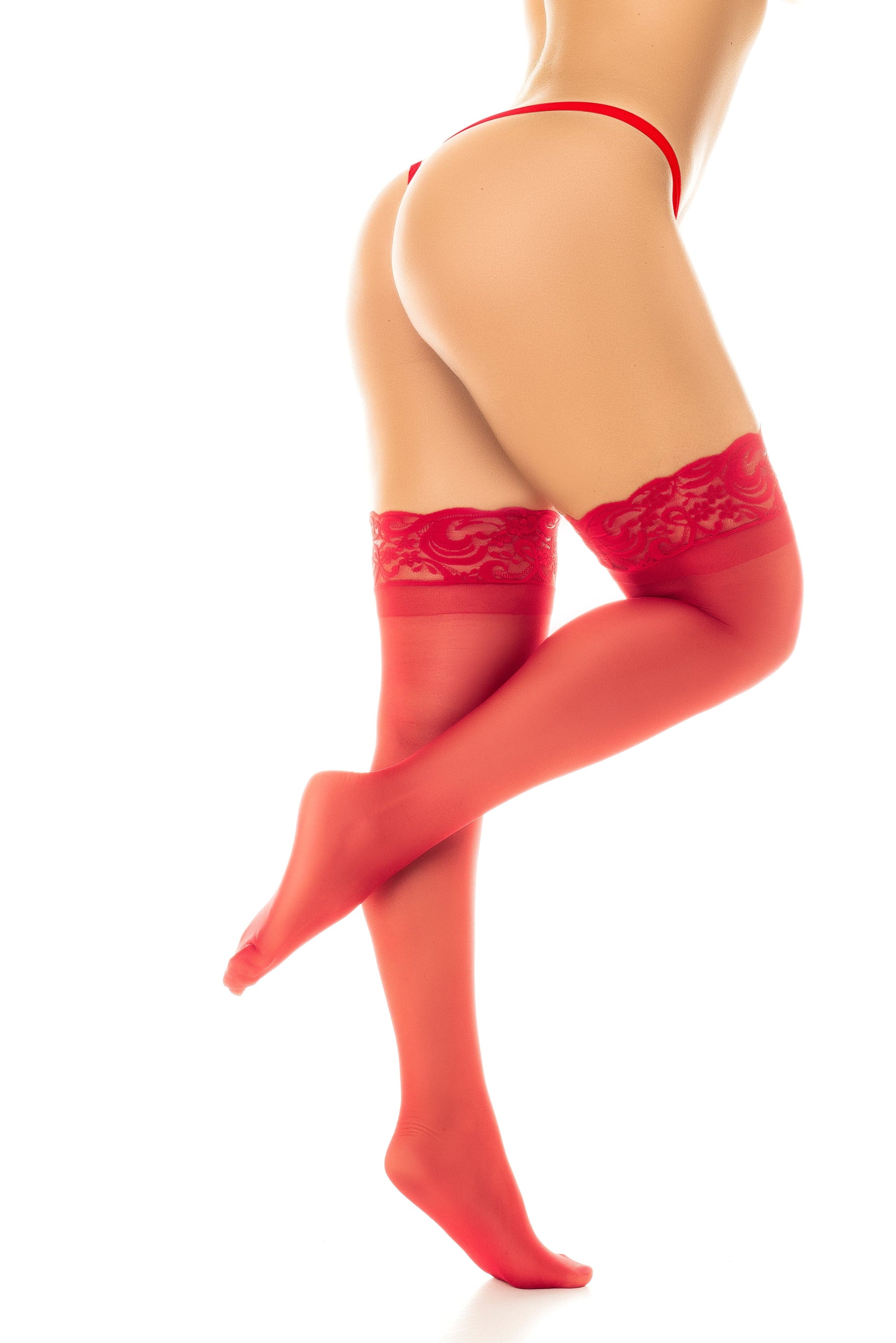 mapale Red / One Size Black Sheer Mesh Silicone Stay Up Lace Top Thigh Highs Stockings SHC-1094-OS-RED-MA 2023 Black Red White Mesh Thigh Highs Stockings Apparel & Accessories > Clothing > Pants