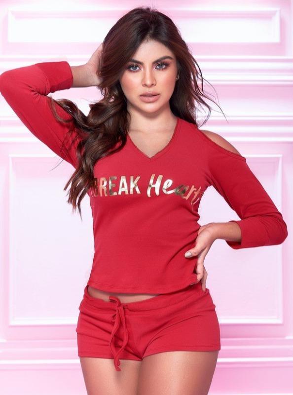 mapale Red / Small &quot;I Break Hearts&quot; Two Piece Pajama Set TEST TEST SHC-7292-S-MA &quot;I Break Hearts&quot; Two Piece Pajama Top Short Lounge Set | MAPALE 7292 Apparel &amp; Accessories &gt; Clothing &gt; Sleepwear &amp; Loungewear &gt; Robes