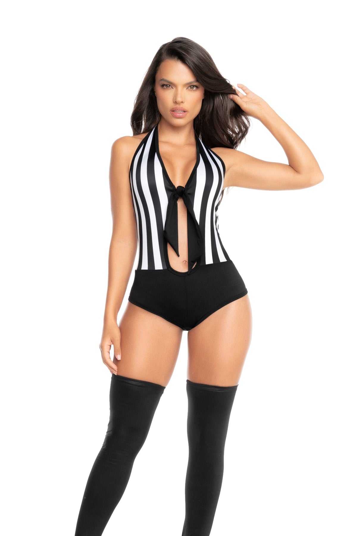 mapale Black / S/M Black Referee Print Halter Bodysuit Teddy Costume  Lingerie SHS-60040-ASHW-S/M-MA 2024 Sexy Black Referee Halter Bodysuit Teddy Costume Lingerie Apparel &amp; Accessories &gt; Clothing &gt; Underwear &amp; Socks &gt; Lingerie