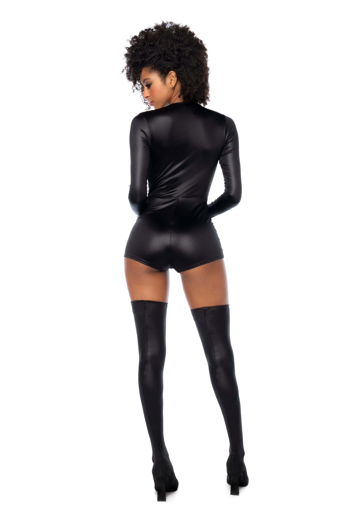 mapale Black SWAT Long-sleeved Mini Jumpsuit w/ Handcuffs Costume Lingerie 2024 Sexy Black SWAT Mini Jumpsuit w/ Handcuffs Costume Lingerie Apparel &amp; Accessories &gt; Clothing &gt; Underwear &amp; Socks &gt; Lingerie