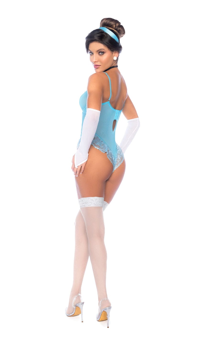 mapale Blue / S/M Blue Sheer Lace-up Underwire Thong Bodysuit, Mitts, Collar & Headpiece Cosplay Lingerie Costume Set SHC-60050-ASHW-S/M-MA Blue Sheer Lace-up Thong Bodysuit, Mitts, Collar & Headpiece Apparel & Accessories > Clothing > Underwear & Socks > Lingerie