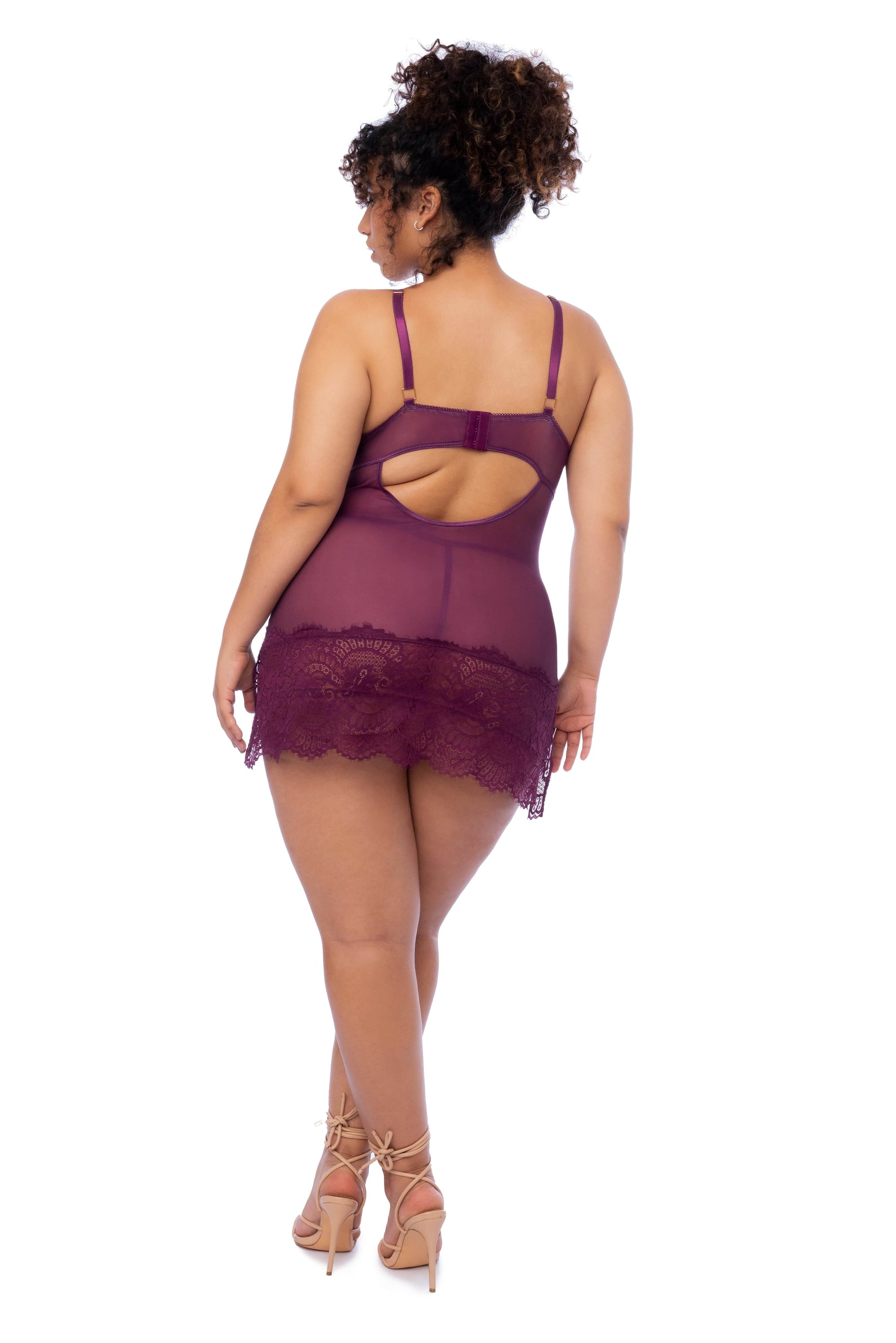 mapale Red / 1/2X Plus Size 2 Pc. Red Eyelash Lace Silhouette Babydoll & Thong Panty Lingerie SHS-7554x-WINE-1/2X-MA 2024 Sexy Plus Size Red Eyelash Lace Babydoll & Thong Lingerie Apparel & Accessories > Clothing > Underwear & Socks > Lingerie