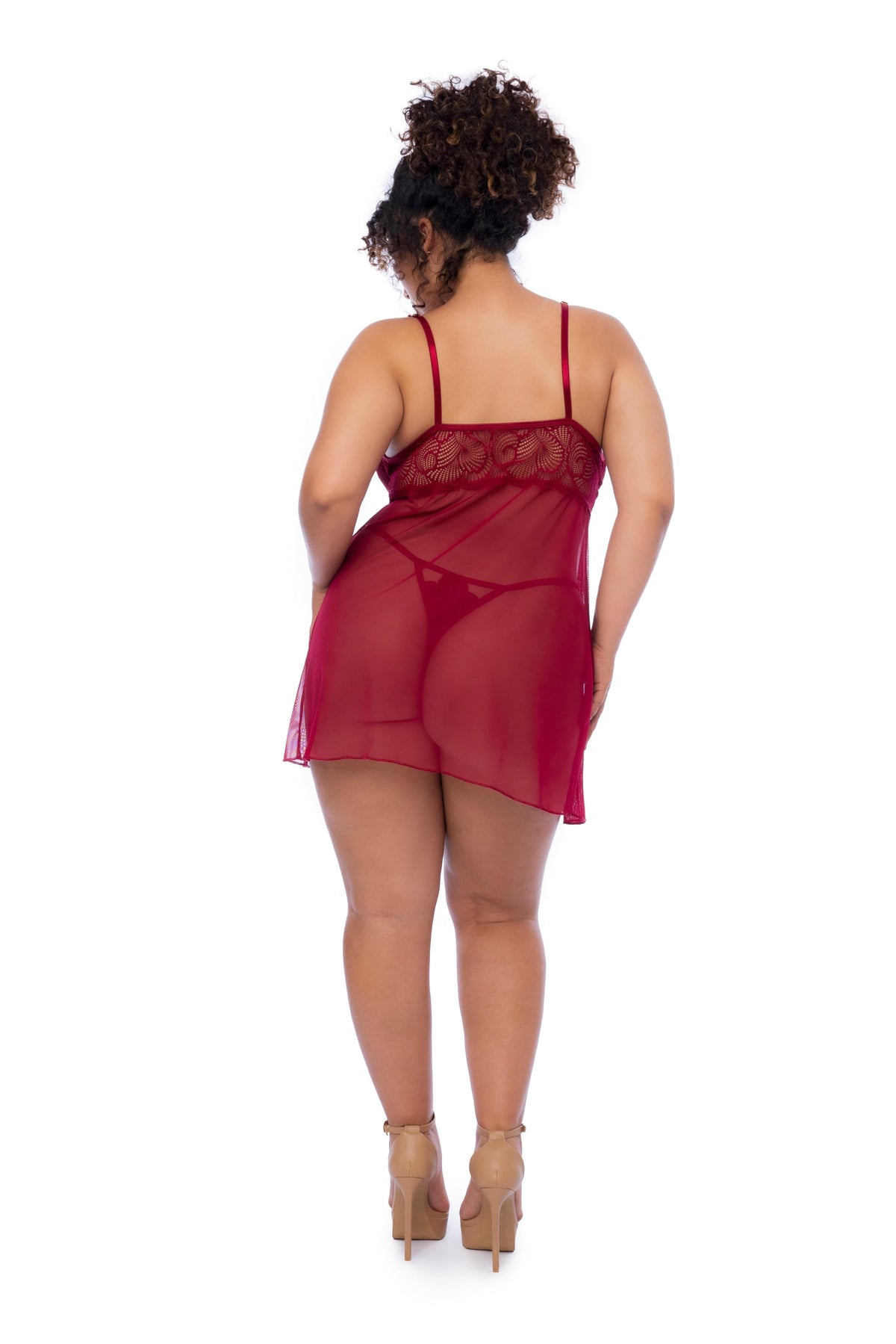 mapale Plus Size Red Modern Lace Underwire Babydoll &amp; Thong Panty Lingerie 2024 Sexy Red Modern Lace Underwire Babydoll &amp; Thong Panty Lingerie Apparel &amp; Accessories &gt; Clothing &gt; Underwear &amp; Socks &gt; Lingerie