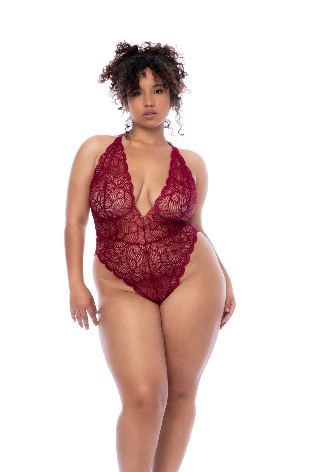 mapale Red / 1/2X Plus Size Red Wavy Lace Open Back Bodysuit Teddy  Lingerie SHS-8875X-ROSW-1/2X-MA 2024 Sexy Red Wavy Lace Open Back Bodysuit Teddy  Lingerie Apparel &amp; Accessories &gt; Clothing &gt; Underwear &amp; Socks &gt; Lingerie