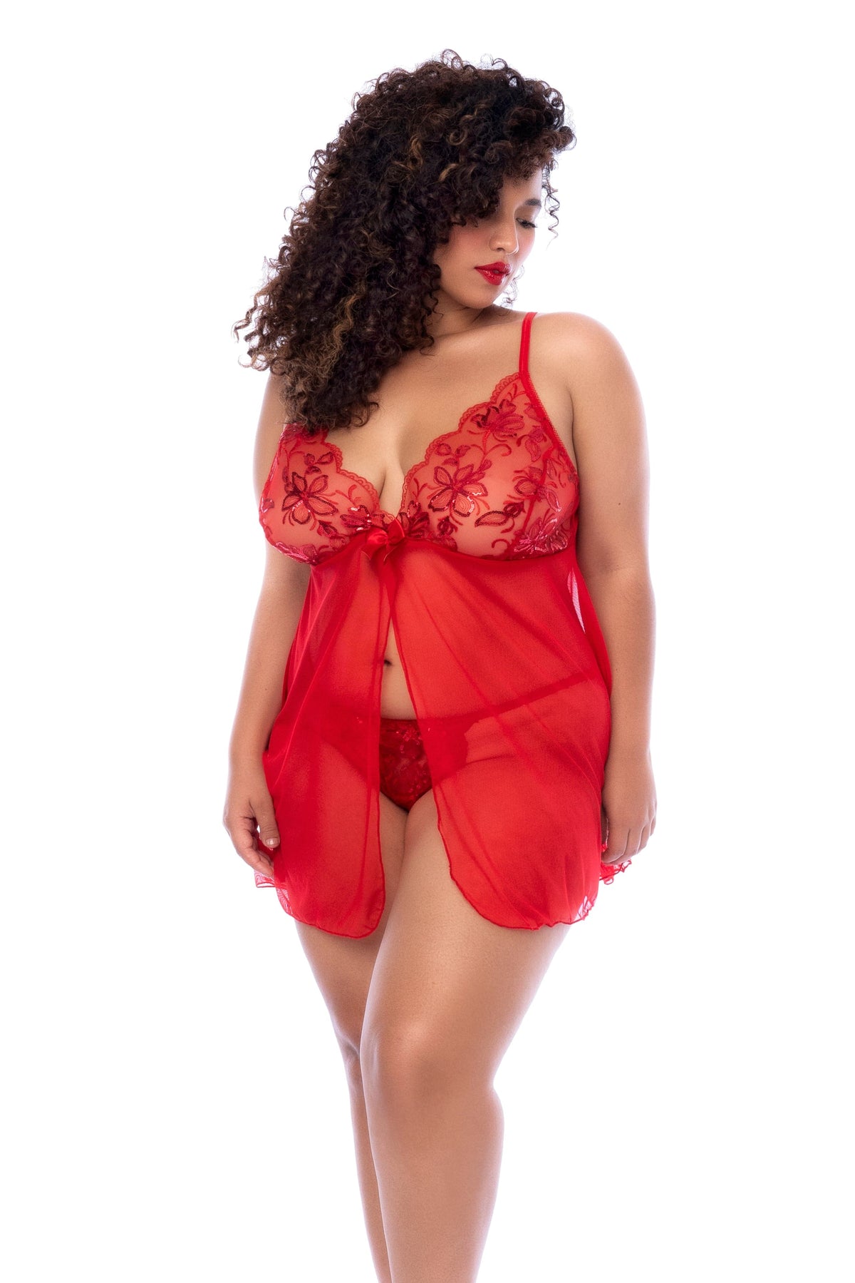 mapale Red / 1/X Plus Size Red Sequin Silhouette Babydoll &amp; Thong Panty Lingerie SHS-7559X-RD-1/2X-MA 2024 Sexy Red Sequin Silhouette Babydoll &amp; Thong Panty Lingerie Apparel &amp; Accessories &gt; Clothing &gt; Underwear &amp; Socks &gt; Lingerie