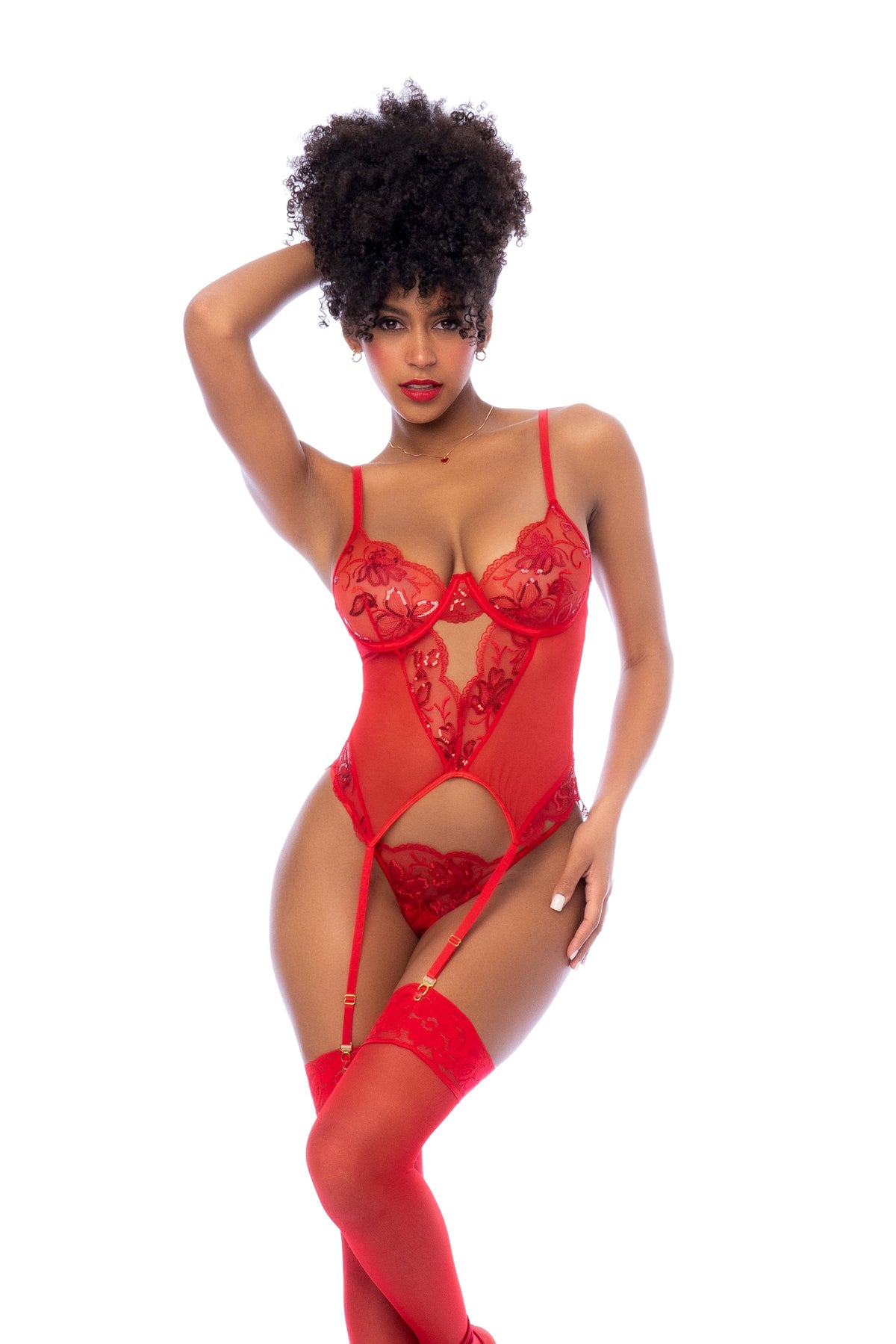 mapale Red / S/M 2 Pc. Red Sequin Underwire Bustier &amp; Thong Lingerie SHS-8896-RD-S/M-MA 2024 Sexy 2 Pc. Red Sequin Underwire Bustier &amp; Thong Lingerie Apparel &amp; Accessories &gt; Clothing &gt; Underwear &amp; Socks &gt; Lingerie