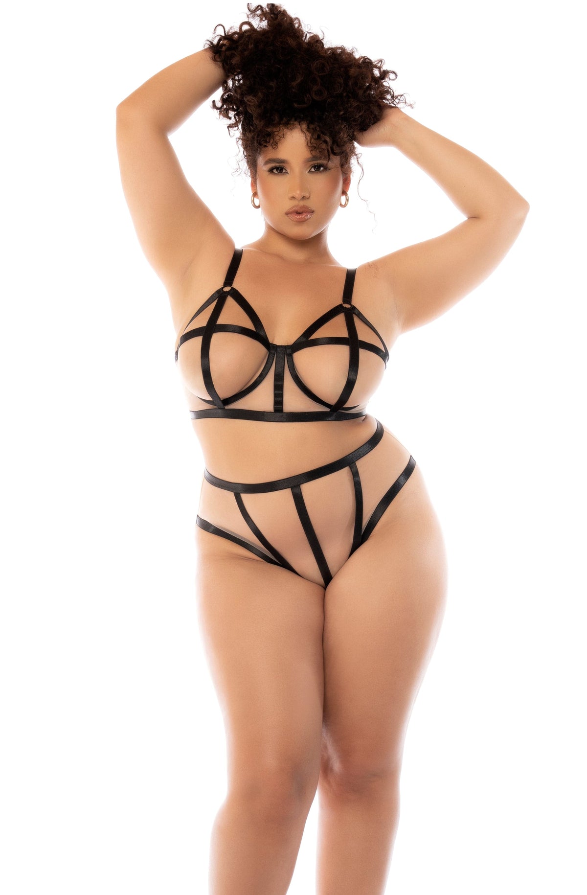 mapale Plus Size Sexy Nude Sheer Mesh Underwire Top &amp; High Waisted Panty Lingerie 2024 Sexy Nude Sheer Mesh Underwire High Waisted Panty Lingerie Apparel &amp; Accessories &gt; Clothing &gt; Underwear &amp; Socks &gt; Underwear