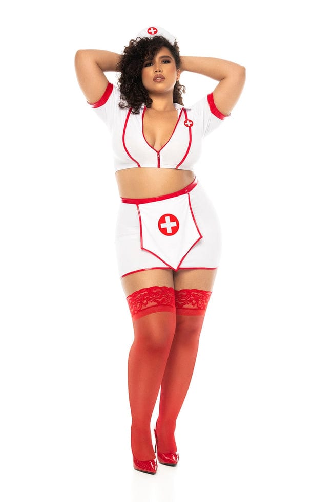 mapale White &amp; Red Sexy Nurse Costume Plus Size Zippered Top, Skirt and Headpiece 2024 Black &amp; White Sexy Maid Costume Dress w/ Apron and Headpiece Apparel &amp; Accessories &gt; Costumes &amp; Accessories &gt; Costumes