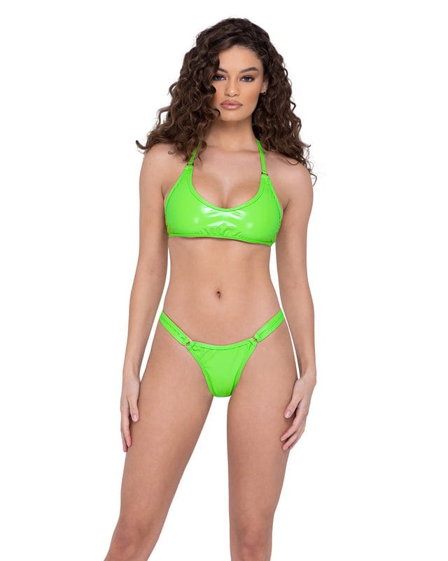 Roma Green Vinyl Cropped Tie Top Festival Ravewear 2023 Sexy Green Vinyl Cropped Tie Top Festival Ravewear Apparel & Accessories > Clothing > One Pieces > Jumpsuits & Rompers
