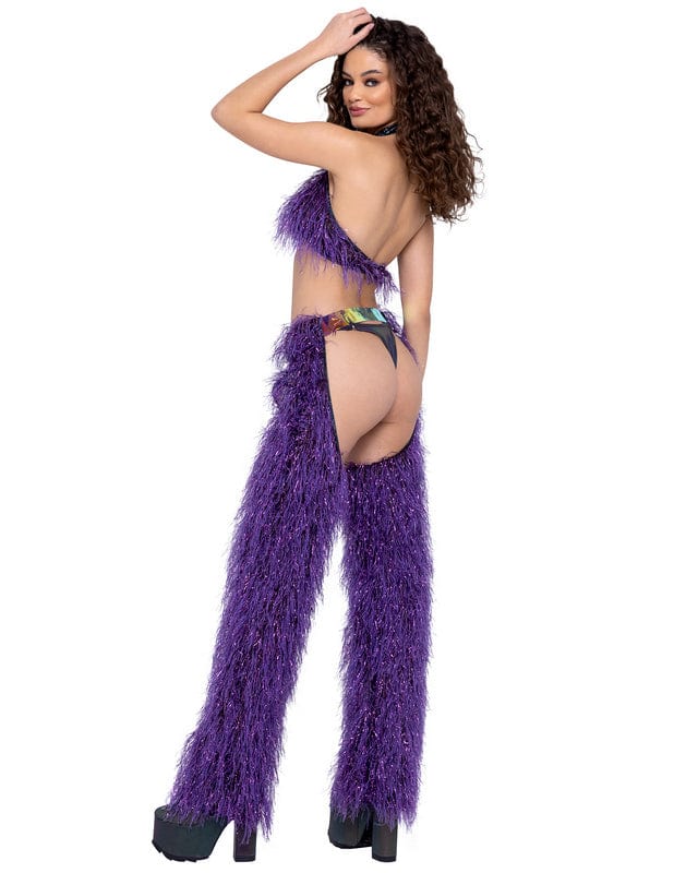 Roma Purple Faux-Fur Halter Neck Cropped Top Festival Ravewear 2023 Sexy Purple Faux-Fur Halter Neck Cropped Top Ravewear Apparel &amp; Accessories &gt; Clothing &gt; One Pieces &gt; Jumpsuits &amp; Rompers