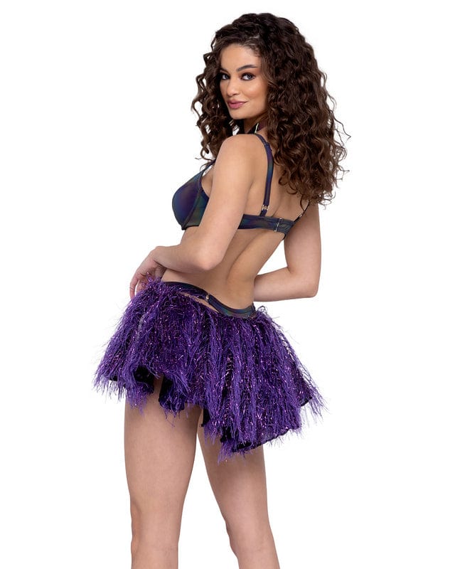 Roma Purple Faux Fur w/ Harness Skirt Festival Ravewear 2023 Sexy Purple Faux Fur w/ Harness Skirt Festival Ravewear Apparel &amp; Accessories &gt; Clothing &gt; One Pieces &gt; Jumpsuits &amp; Rompers