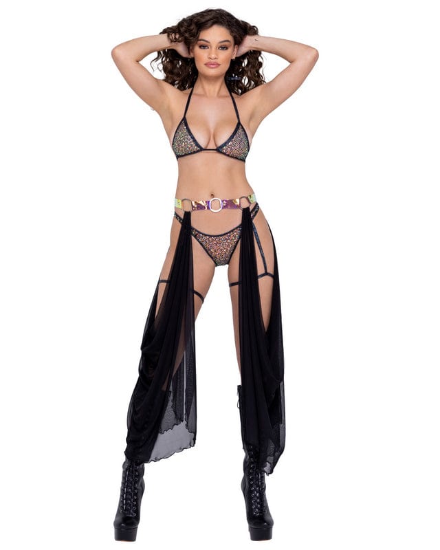 Roma Small / Black Black Sheer Mesh w/ Belt Skirt Festival Ravewear 6227-Blk-L 2023 Sexy Black Sheer Mesh Belt Skirt Festival Ravewear Apparel &amp; Accessories &gt; Clothing &gt; One Pieces &gt; Jumpsuits &amp; Rompers