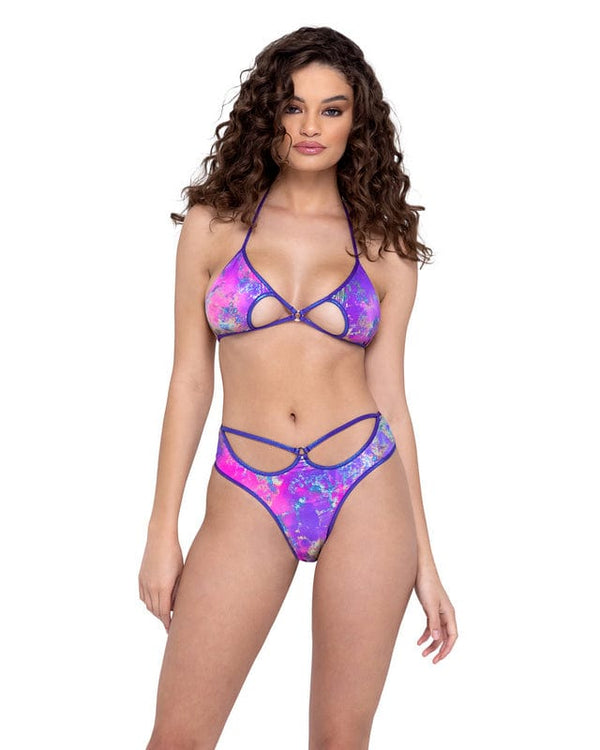 Roma Small / Purple Purple Keyhole Triangle Tie Top Festival Ravewear 6306-PP/Multi-S 2023 Sexy Purple Keyhole Triangle Tie Top Festival Ravewear Apparel & Accessories > Clothing > One Pieces > Jumpsuits & Rompers
