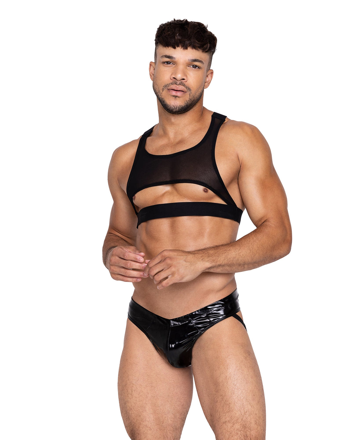 Roma Black / Small Men’s Black Soft Mesh Voyeur Harness Tops LI670-Blk-S Sexy Men’s Black Soft Mesh Voyeur Harness Tops Apparel & Accessories > Clothing > Shirt & Tops